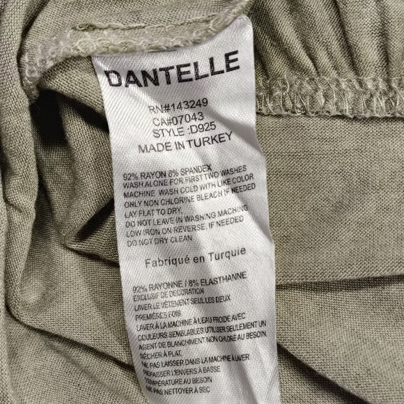 Anthropology Dantelle Olive Green Ruffle Hem Tunic Top 3/4 Sleeve Women's Size L - Picture 7 of 10